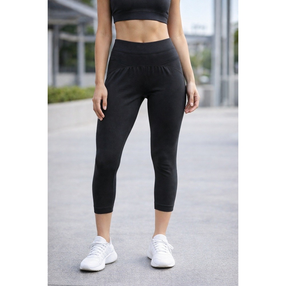 Clima Wear Leggings Black Seamless Crop Athletic Activewear Ankle Zip Size M NWT